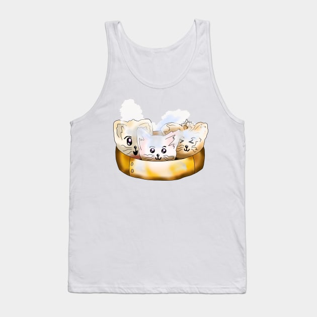 Cute kitty dumplings in a steamer basket Tank Top by cuisinecat